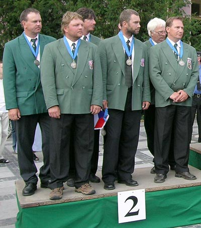 The Czech fly fishing team, the 2nd place at the World Fly Fishing Championship, Slovakia 2004
